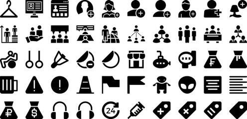 User Icon Set Isolated Silhouette Solid Icons With Vector, People, User, Web, Business, Symbol, Icon Infographic Simple Vector Illustration