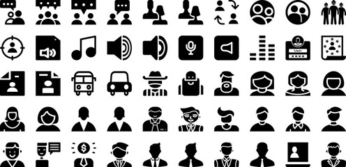 User Icon Set Isolated Silhouette Solid Icons With Business, Symbol, People, Vector, User, Icon, Web Infographic Simple Vector Illustration