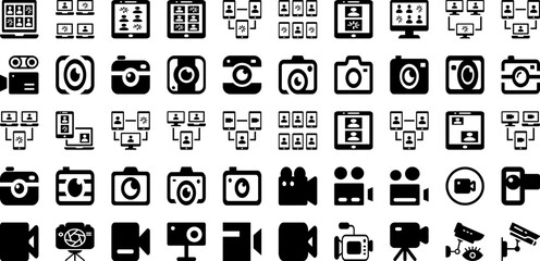 Video Icon Set Isolated Silhouette Solid Icons With Play, Media, Web, Symbol, Video, Icon, Vector Infographic Simple Vector Illustration