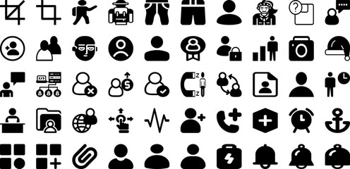 User Icon Set Isolated Silhouette Solid Icons With User, Business, People, Vector, Web, Icon, Symbol Infographic Simple Vector Illustration