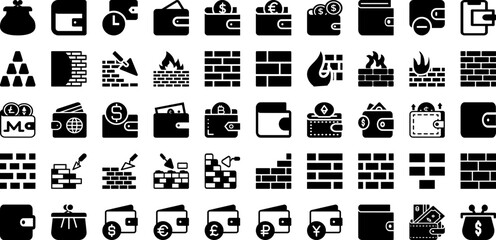 Wall Icon Set Isolated Silhouette Solid Icons With Isolated, Icon, Wall, Illustration, Vector, Sign, Design Infographic Simple Vector Illustration