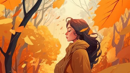 Obraz na płótnie Canvas Autumn is coming beautiful illustration. AI generated