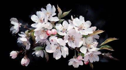 Beautiful blooming cherry blossoms watercolor painting style. AI generated.
