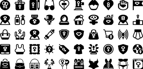Women Icon Set Isolated Silhouette Solid Icons With Icon, Female, Woman, People, Illustration, Vector, Person Infographic Simple Vector Illustration