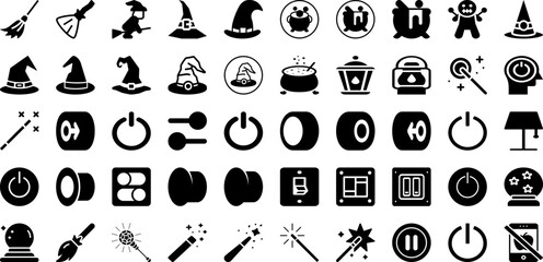 Witch Icon Set Isolated Silhouette Solid Icons With Symbol, Witch, Vector, Magic, Icon, Illustration, Halloween Infographic Simple Vector Illustration