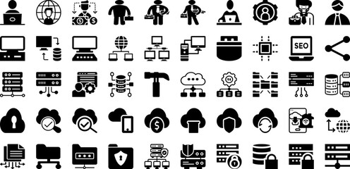 Work Icon Set Isolated Silhouette Solid Icons With People, Teamwork, Business, Icon, Vector, Line, Work Infographic Simple Vector Illustration