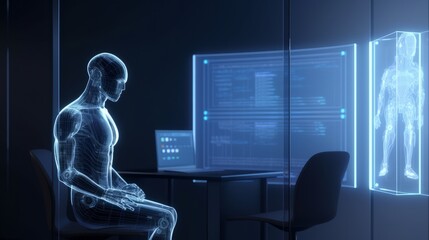 Business chat with AI artifical intelligence. AI generated.