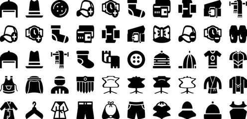 Cloth Icon Set Isolated Silhouette Solid Icons With Set, Sign, Vector, Clothes, Clothing, Line, Icon Infographic Simple Vector Illustration