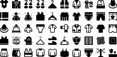 Cloth Icon Set Isolated Silhouette Solid Icons With Clothes, Sign, Set, Line, Vector, Icon, Clothing Infographic Simple Vector Illustration