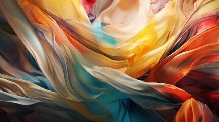 Colored silk floating in the wind abstract art. AI generated. - obrazy, fototapety, plakaty
