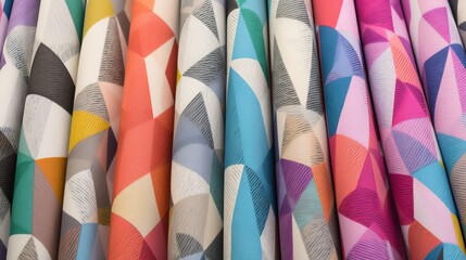 Colorful; textile fabric pattern with geometric effect. AI generated.