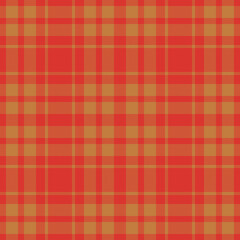 Plaid seamless pattern in red. Check fabric texture. Vector textile print.