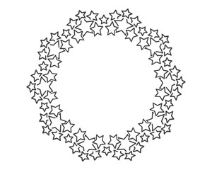 Start decoration frame in vector. Stars abstract round border.
