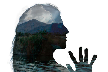 Nature Woman practicing yoga.