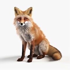 Obraz premium fox, animal, red fox, red, wildlife, mammal, vulpes vulpes, wild, fur, isolated, white, nature, white background, young, standing, isolated on white, wild animal, snow, vulpes, furry, studio shot, cub
