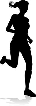 Silhouette Runner Woman Sprinter or Jogger Person