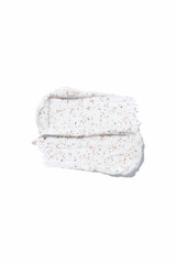 Smears of body scrub on white background. Fruit and berry body scrub texture of the swatch....