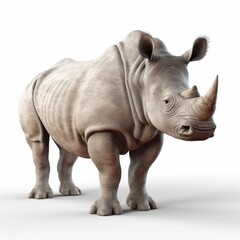 Obraz premium rhinoceros, rhino, animal, mammal, wildlife, horn, isolated, wild, white, nature, safari, large, zoo, big, dangerous, horned, white rhinoceros, endangered, grey, ceratotherium simum, white background,