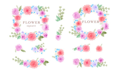 かわいいピンクのお花のフレームリースセット