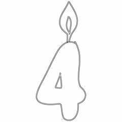 Number 4 with a candle for the holiday.