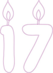 Number 17 with candles for the holiday.