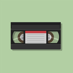 minimalist illustration of vhs video cassette tape flat icon retro tech 90s 80s nostalgia memories	
