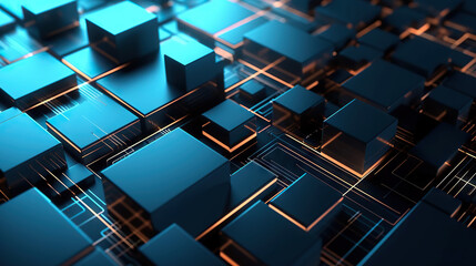 Modern digital abstract 3D background. Can be used in the description of technological processes, science, education. Copy space. Based on Generative AI