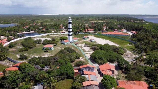 Mandacaru Lighthouse At Barreirinhas Maranhao Brazil. Lighthouse Flow. Stream Forest Flowing Beauty. Stream Waterfalls Flowing Tropical Landscape. Stream Beauty Sunny Day Natural.
