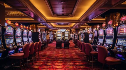 Casino machines in the entertainment area at night