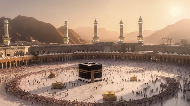 Landscape of the Kaaba in Mecca, generative ai