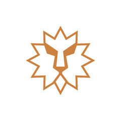 Lion head animal star line modern logo design