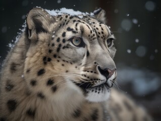 Fototapeta na wymiar Stunning Snow Leopard Portrait, AI Generated Generative AI