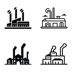 Fototapeta premium Factory Flat Icon Set Isolated On White Background