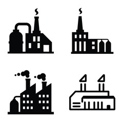 Fototapeta premium Factory Flat Icon Set Isolated On White Background