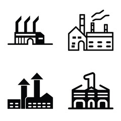 Fototapeta premium Factory Flat Icon Set Isolated On White Background