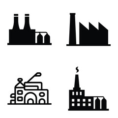 Fototapeta premium Factory Flat Icon Set Isolated On White Background