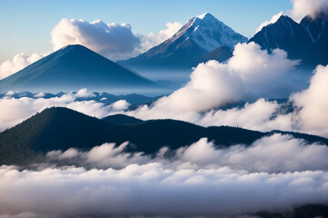 Fototapeta na wymiar Misty mountains cloudy landscape