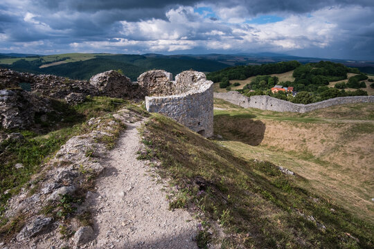 Medieval fortress stone ruins castle Branc, Slovakia