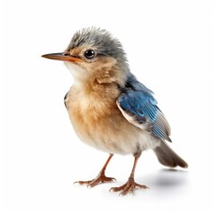Fototapeta premium Baby Bird isolated on white (generative AI)