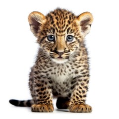 Fototapeta na wymiar Baby Leopard isolated on white (generative AI)