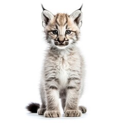 Baby Bobcat isolated on white (generative AI)