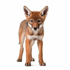 Fototapeta premium Baby Red Wolf isolated on white (generative AI)