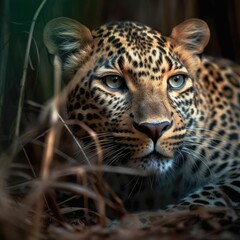 Obraz na płótnie Canvas Leopard in natural habitat (generative AI)