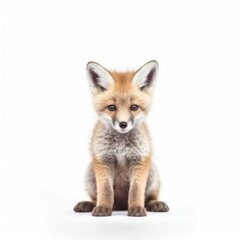 Obraz premium Baby Fox isolated on white (generative AI)