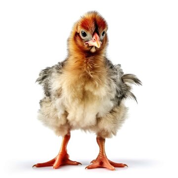 Baby Rooster isolated on white (generative AI)