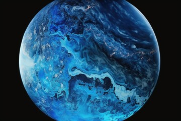 Blue planet isolated on black background