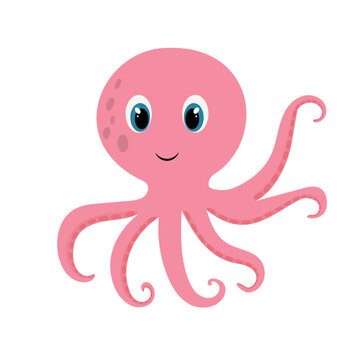 Cute octopus in cartoon style.