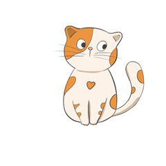 Orange cute cat with stripes isolated on white background.