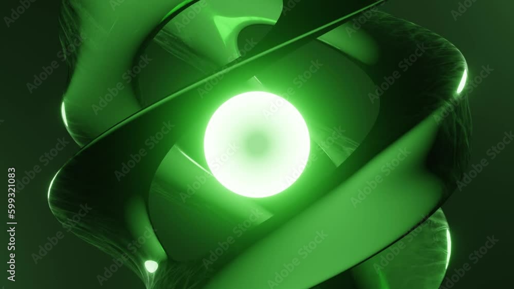 Poster abstract seamless loop background green sphere of neon glow hi-tech sci-fi futurisctic energy and ab