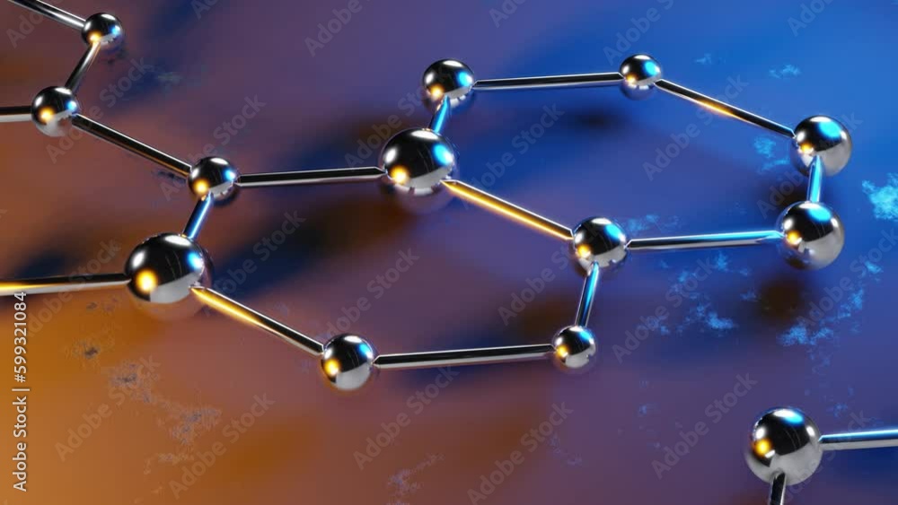 Poster abstract sci-fi background with plexus structure of neon glowing and metallic spheres. connection co